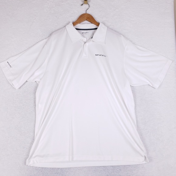 SpaceX Polo Shirt 3XL Performance Short Sleeve White Tech Space Logo Big Tall
